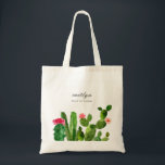 Elegant Cactus Garden Personlig Bröllop Tygkasse<br><div class="desc">Den här vackra bröllop-väskan har vackra blomningskonton parade med elegant-typografi. Fyll den med tankeväckande grundsatser för gästerna i bröllop, till exempel flaska vatten, flinflip flops, solskydd, choklad osv. Det är perfektens val för en rustik ännu elegant bröllop. Den här designen koordinerar med vår Elegant Watercolor Cactus bröllopssviten. Se nedan för...</div>