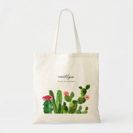 Elegant Cactus Garden Personlig Bröllop Tygkasse