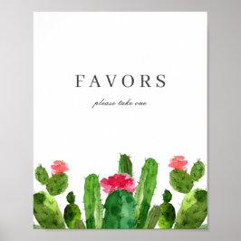 Elegant Cactus Garden Wedding Favors Bord-tecken Poster