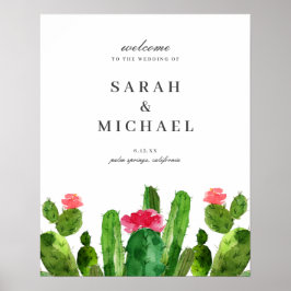 Elegant Cactus Garden Wedding Välkomstskylt Poster