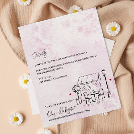 Elegant Café Illustration Wedding Details Tilläggskort