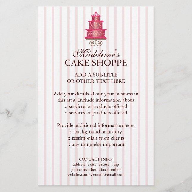 Elegant Cake Anpassad Bageri Affärs Flyer (Framsidan)