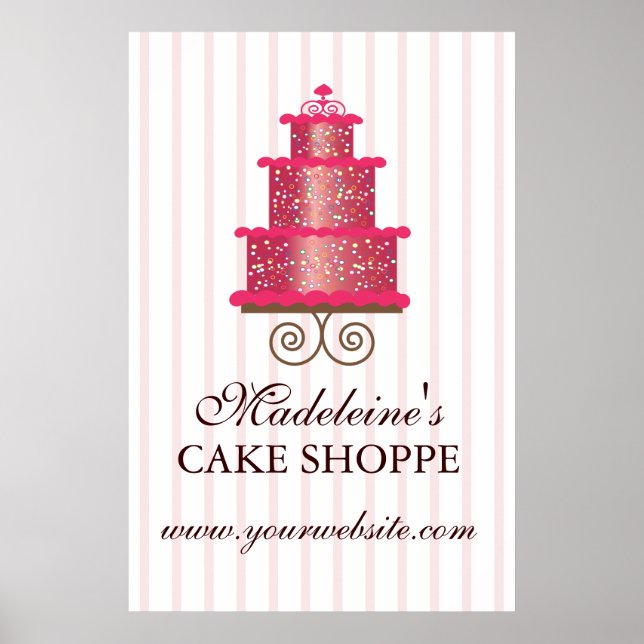 Elegant Cake Anpassningsbar Bakery Business Poster (Framsidan)