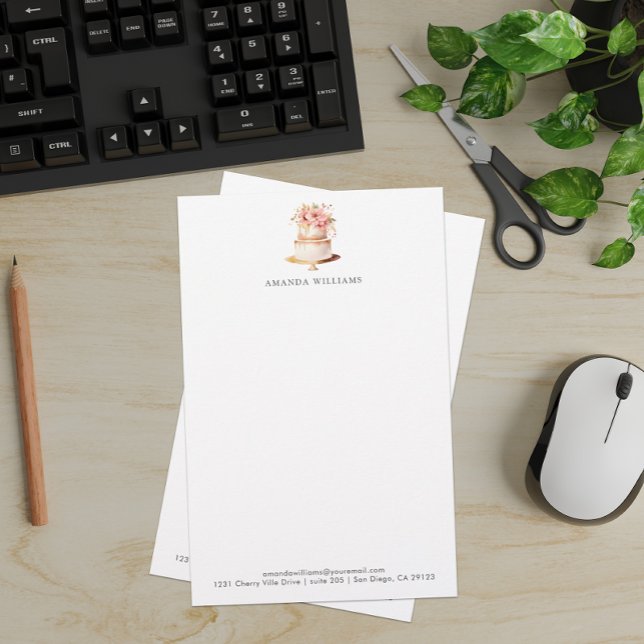 Elegant Cake Anpassningsbar Letterhead Brevpapper (Skapare uppladdad)