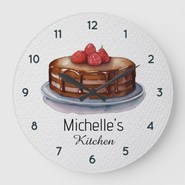 Elegant Cake Baker Pastry Chef personalized Stor Klocka (Framsida)