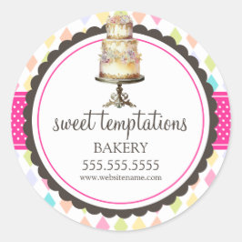 Elegant Cake Bakery Box Sälar Runt Klistermärke