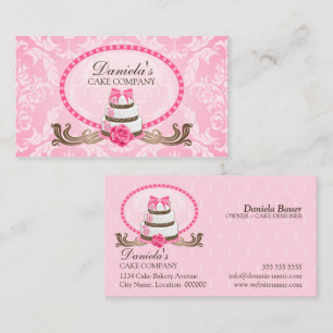 Elegant Cake Bakery Damask Visitkort