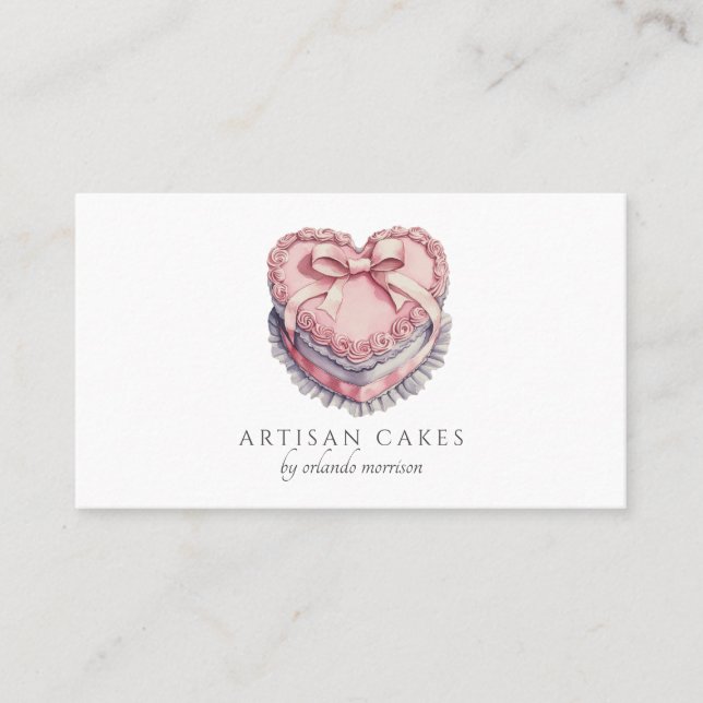 Elegant Cake Bakery Heart Cake Visitkort (Framsida)