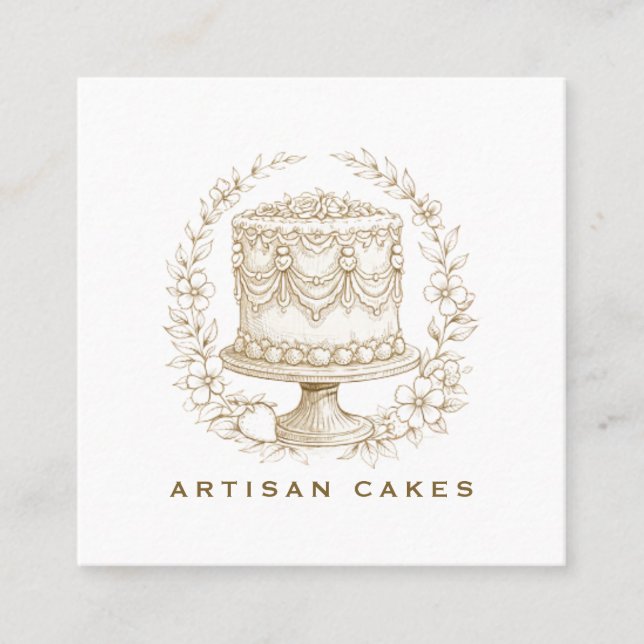 Elegant  Cake Bakery Logo Fyrkantigt Visitkort (Framsida)
