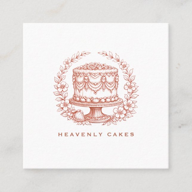 Elegant  Cake Bakery Logo Fyrkantigt Visitkort (Framsida)