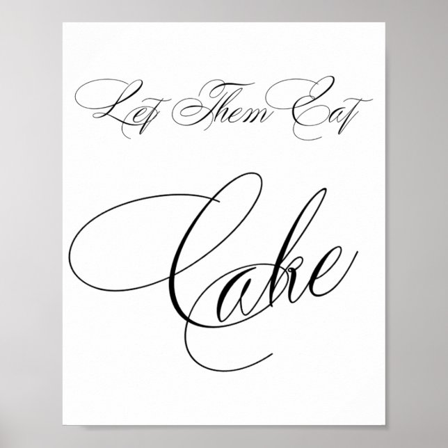 Elegant Cake Black Calligraphy | Chic Bord-tecken Poster (Framsidan)