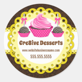 Elegant Cake Pops Cupcoa Bakery Packery Sälar Runt Klistermärke
