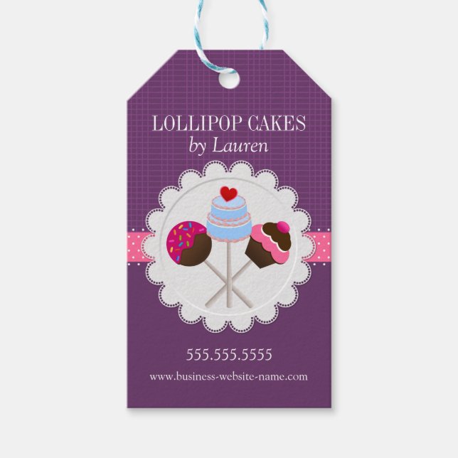 Elegant Cake Pops i Lila Presentetikett (Framsidan)