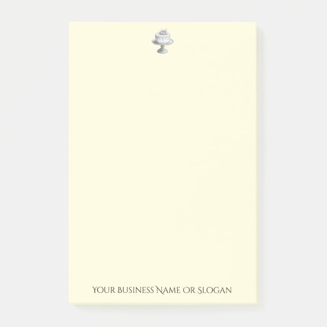 Elegant Cake Teckning Bakery Business Soft Gult Post-it Block (Framsida)