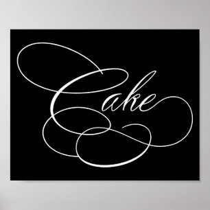 Elegant Cake White-skript Vågrät Bord-tecken Poster