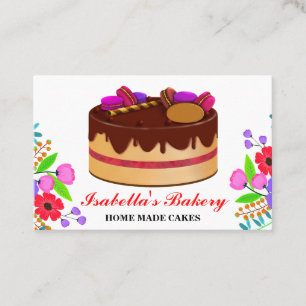 Elegant Cakes and Flowers Bakery Home Made Blommig Visitkort