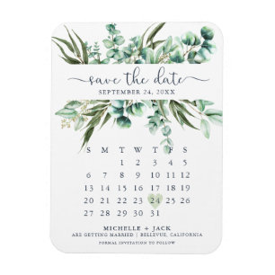 Elegant Calendar Eucalyptus Spara datum magneter