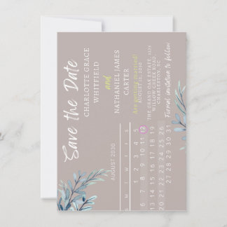 Elegant Calendar Save the Date | Mauve & Botanical Spara Datumet