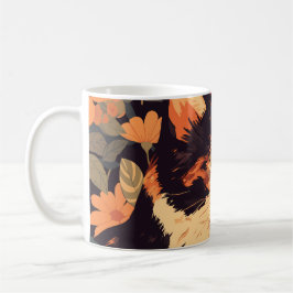 Elegant Calico Cat i Blommigt Garden Kaffemugg