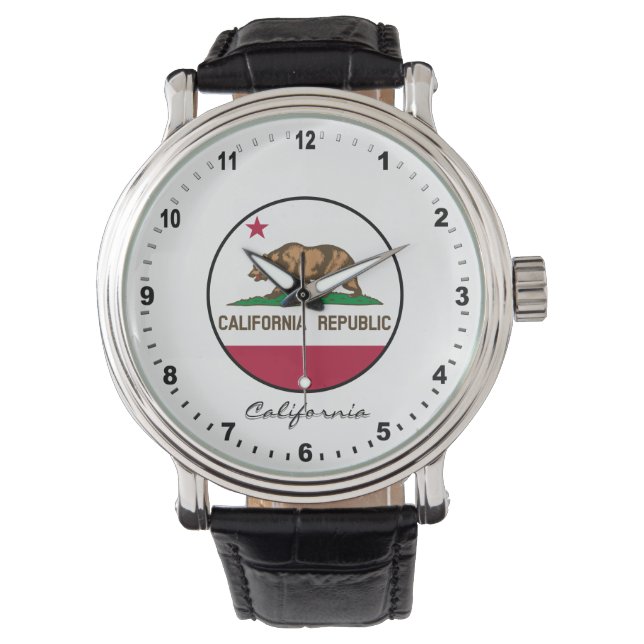 Elegant California Watch & California Flagga / USA Armbandsur (Framsida)