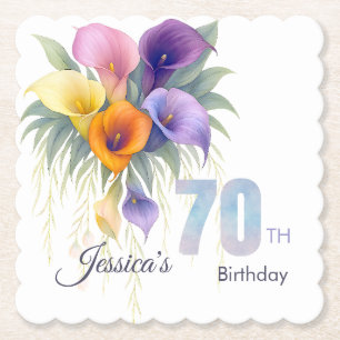 Elegant Calla Lily 70:e födelsedagsmilstolpen Underlägg Papper