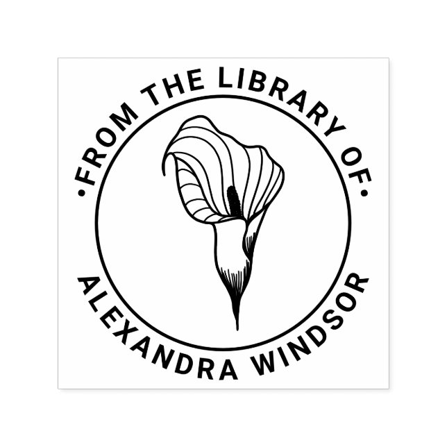 Elegant Calla Lily Bloom bibliotek boknamn Självfärgande Stämpel (Design)