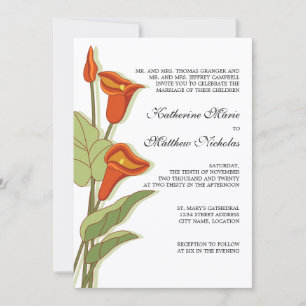 Elegant Calla Lily i Orange Bröllop Inbjudningar