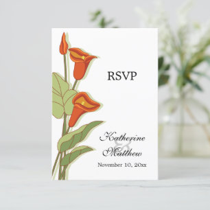 Elegant Calla Lily i Orange RSVP-kort Inbjudningar