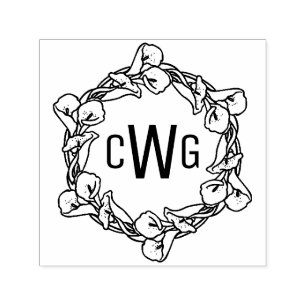 Elegant Callaliljekrans 3 Initialer Monogram #1 Självfärgande Stämpel