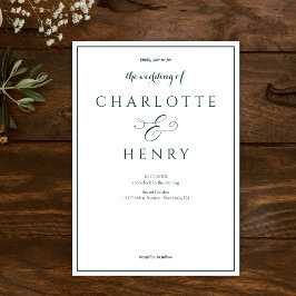 Elegant Callighraphy Script Grönt & White Bröllop Inbjudningar