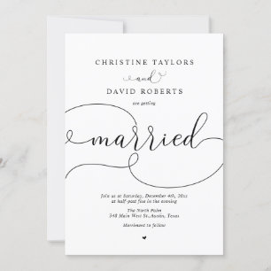 Elegant Calligrafi, enkel Modern Bröllop-inbjudan Inbjudningar