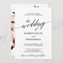 Elegant Calligrafi med Blommigt Backups Bröllop