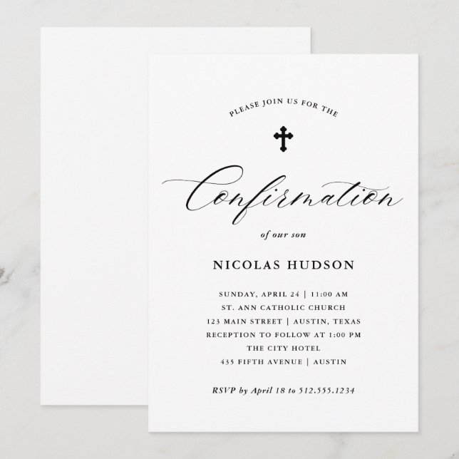 Elegant Calligrafi| Neutral bekräftelse av kön Inbjudningar (Fram/baksida)