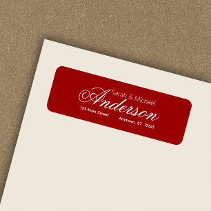 Elegant Calligrafisk Returadress Röd skript Etikett