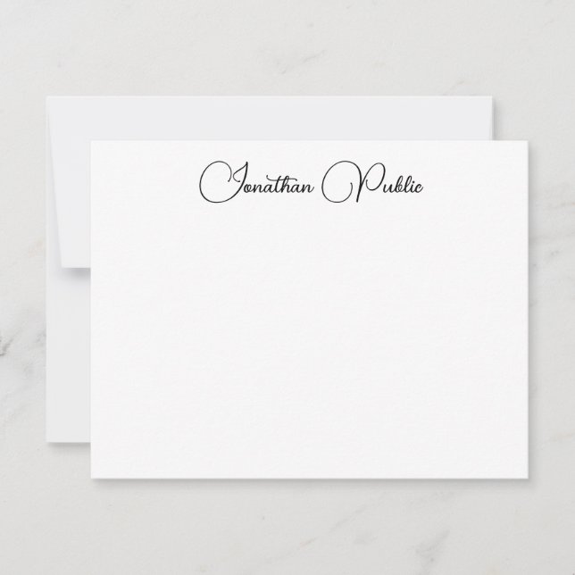 Elegant Calligraphed Namn Trendig Script-mall Anteckningskort (Framsida)