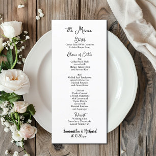 Elegant Calligraphy 4x9’ Bröllop Bord Menu Meny