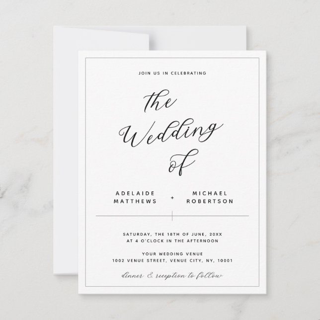 Elegant Calligraphy Allt i en bröllopsinbjudan (Framsida)