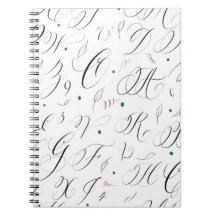Elegant Calligraphy Alphabet Spiral Note Bok