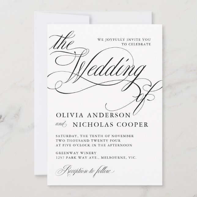 Elegant Calligraphy American Stil Handskrift Inbjudningar (Framsida)
