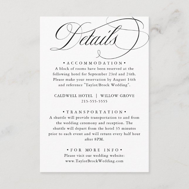 Elegant Calligraphy American Stil Handskrift Tilläggskort (Framsida)