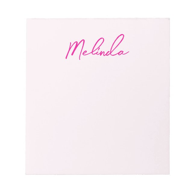 Elegant Calligraphy Anpassade Rosa Anteckningsblock (Framsida)