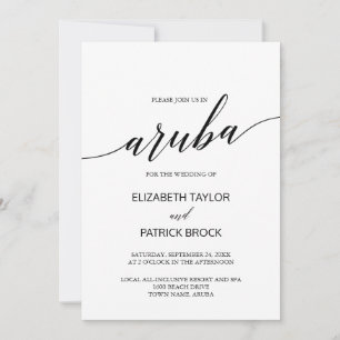 Elegant Calligraphy Aruba Destination Wedding Inbjudningar