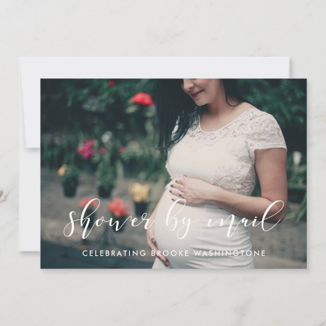 Elegant calligraphy Baby Shower by mail Photo Inbjudningar (Framsida)
