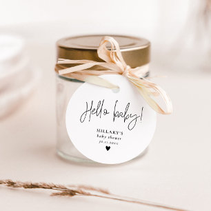 Elegant Calligraphy Baby Shower Hej baby Gåvor Etiketter