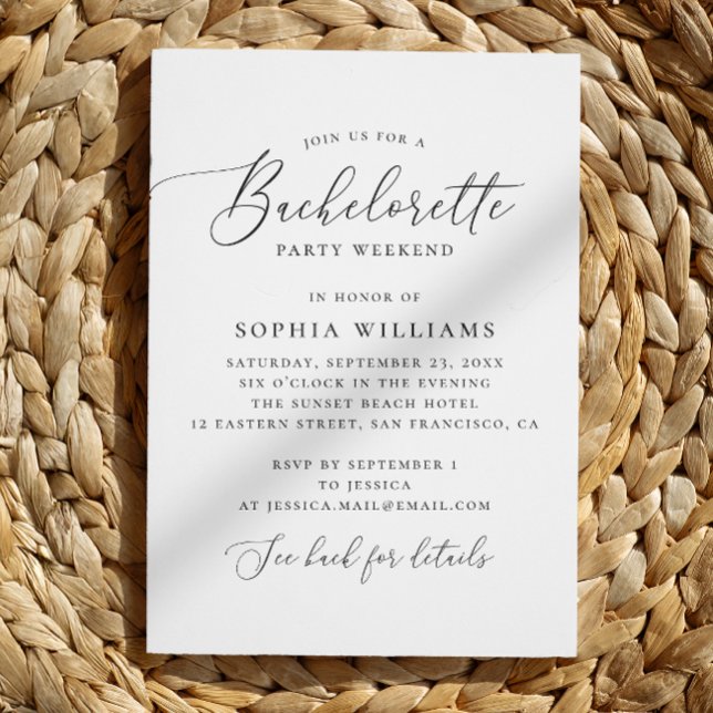 Elegant calligraphy bachelorette Party helg Inbjudningar (Skapare uppladdad)