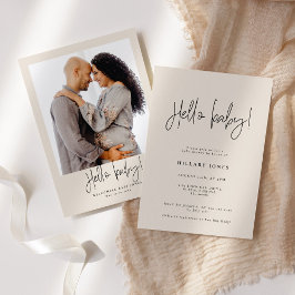 Elegant Calligraphy | Barnskor Hej baby Rosa Inbjudningar