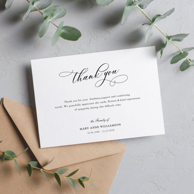 elegant calligraphy-begravning tackkort tack kort (Skapare uppladdad)