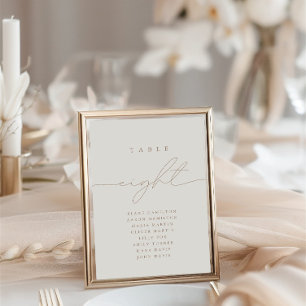 Elegant Calligraphy Beige Åtta Bordsnumret