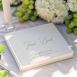 Elegant Calligraphy Beige & Sage Grönt Bröllop Gästböcker