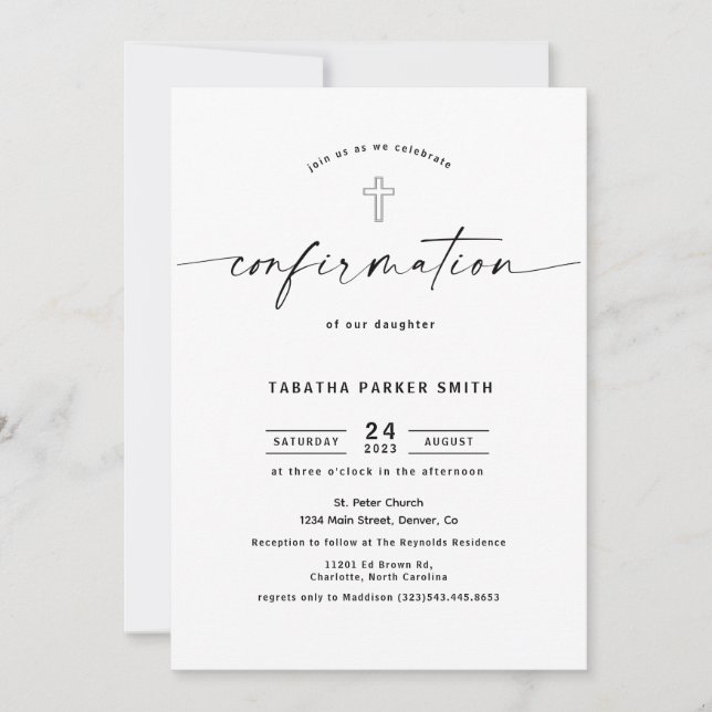 Elegant Calligraphy-bekräftelse Inbjudningar (Framsida)